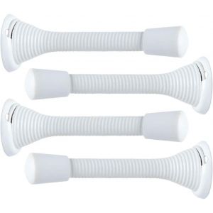 LETNERNY-Lot De 4 But&eacute;es De Porte Murales, R&eacute;sistantes &Agrave; La Rouille, Suppression Du Bruit, 7,6 Cm &Agrave; Ressort, Protection Des Portes Blanc - Neuf