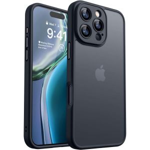 Coque Iphone 16 Pro (6,3 Pouces) ¿ Protection Caméra Surélevée 2,5 Mm, Dos Pc Mat Translucide, Cadre Tpu Anti-Choc, Toucher Soyeux, Noir - Neuf