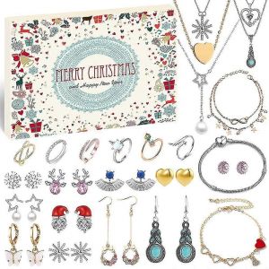 Calendrier De L'avent 2022 Pour Femmes Et Filles, 24 Surprises Avec Colliers, Boucles D'oreilles, Bagues, Bracelets Et Bracelets De Cheville, Bijoux Fantaisie De Haute Qualité Dxldv-Ll0069 - Neuf