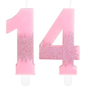 Bougies Roses Pour 14e Anniversaire,Num&eacute;ro 14,Bougies Roses La Reine Des Neiges Pour D&eacute;coration De G&acirc;teau De F&ecirc;te D'anniversaire De Mariage Pour Filles Et Gar&ccedil;ons - Neuf