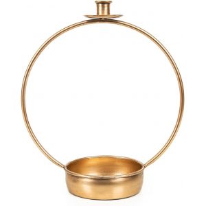 Kalanka-Élégant Bougeoir En Métal Avec Bol Décoratif À Remplir - Anneau En Métal - Décoration De Noël Dorée - Idée Cadeau De Noël - 33 Cm - Neuf