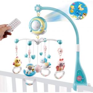 Yemaesre-Bébé Mobile De Berceau Musical Avec Projecteur De Fonction De Synchronisation Et Lumières,Hochets Rotatifs Suspendus Et Télécommande Boîte À Musique Avec 150 Mélodies,Jouet Pour Nouveau-Né 0 - Neuf