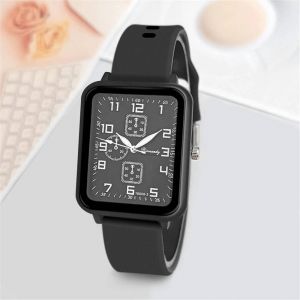2025 Nouvelle Mode Montres De Marque Sports Square Montre &Agrave; Quartz Pour Femme Bracelet En Silicone De S&eacute;curit&eacute; Robe Cadeau Horloge Montres-Bracelets Black - Neuf