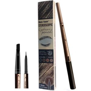 asas-Crayon Sourcil,Teinture Sourcil,Sourcils Maquillage,Crayon Sourcil Semi PermanentWaterproof,Coloration Sourcil,Crayon À Sourcils À Double Extrémité,3# Black(Noir) - Neuf
