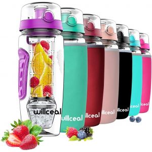 Eryi-Bouteille D'eau Pour Infuseur De Fruits 32 Oz Durable Avec Boule De Gel Amovible, Grande - Tritan Sans Bpa, Couvercle À Rabat, Protection Anti-Fuites - Sports, Camping (Violet) - Neuf