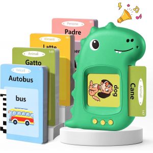 ERYI-Cartes Flash Parlantes Cartes Éducatives Pour Enfants Talking Flash Cards 112 Feuilles 224 Mots De 3+ Ans Montessori Jouets Éducatifs Pour Enfants Cadeaux D'Anniversaire(Italien Vert) - Neuf