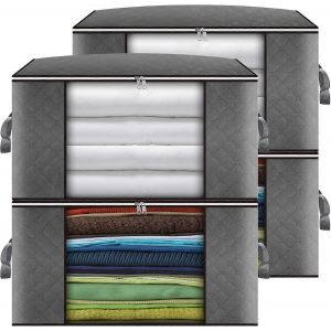 Sac De Rangement Pour Vêtements 4pack 90l Grande Capacité Solution Organiser La Literie Avec Fermeture Éclair Et Fenêtre Transparente Poignée Renforcée Tissu Épais Et Respirant - Neuf