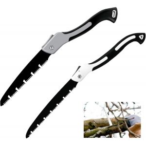 LETNERNY-Scie Pliante D'Extérieur, 2 Pièces Scie À Élaguer 210 Mm, 330 Mm, Scie A Bois, Scie À Main Pliante, Scie Pliante Polyvalente Avec Verrouillage De Sécurité Pour Jardin, Bois - Neuf
