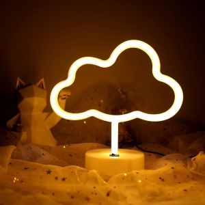Adorable Néon Led Blanc Chaud Avec Batterie De Base - Veilleuse Led Alimentée Par Usb - Décoration De Table Pour Fête D'anniversaire, Chambre, Mariage - Neuf
