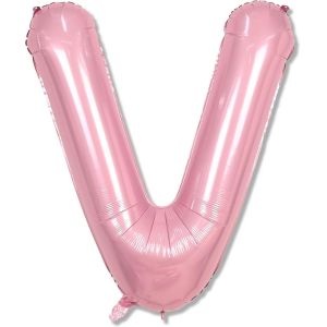 SJZG-Ballon En Aluminium Mylar Avec Lettre V Pour Femmes Et Filles - 101,6 Cm - Auto-Gonflant - Ballons Roses Nacr&eacute;s Pour D&eacute;coration De F&ecirc;te D'Anniversaire - Neuf