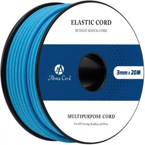 Tianyi-Fils Elastique 3mm X 20m Cordon Elastique Rond Corde Elastique Sandow Elastique Ficelle Pour Bracelet, Masques, Collier, Bijoux, Chapeau, Camping - Bleu - Neuf