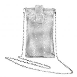 Bling Strass Soir&eacute;e Sac &agrave; main Sac &agrave; Bandouli&egrave;re pour T&eacute;l&eacute;phone Portable porte-monnaie Sac &agrave; main d'Embrayage en Blanc, &Eacute;l&eacute;gant et Polyvalent - Neuf