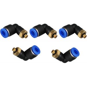 Lot De 5 Raccords Pneumatiques Coud&eacute;s 90&deg; M5 Vers 6 Mm-Raccord &Agrave; Air Comprim&eacute;-Qualit&eacute; Industrielle - Neuf