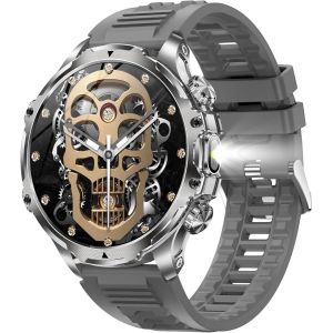 1,85&iquest; Amoled Montre Connect&eacute;e Homme Avec Appel Bluetooth, Torche, Batterie 800 Mah, 5Atm &Eacute;tanche Smartwatch Avec 100+ Modes Sportifs, Sommeil, Spo2, Tracker D'Activit&eacute; Pour Ios Android (Argent&eacute;) - Neuf