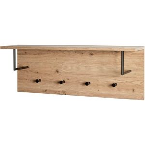 Warderobe Murale ch&ecirc;ne Clair, Noir, MDF, M&eacute;tal - Dim.: L 80 x H 30 x P 20 cm, Style: Moderne - Neuf