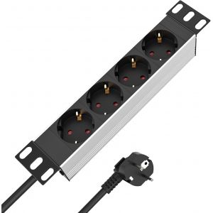 Multiprise 4 prises de 25,4 cm avec c&acirc;ble de 2 m, multiprise PDU en aluminium de qualit&eacute; sup&eacute;rieure pour r&eacute;seau et armoires serveur 10 - Neuf