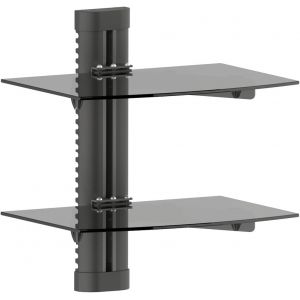 TIANYI-Multim&eacute;dia &Eacute;tag&egrave;re Murale &Eacute;tag&egrave;re en Verre pour Les Lecteurs de DVD Blu-Ray Consoles de Jeu pour R&eacute;cepteurs Hi-FI Montage Mural &Eacute;tag&egrave;re Multim&eacute;dia 2X Verre de S&eacute;curit&eacute; - Neuf