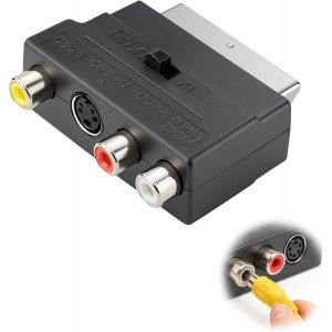 VornixorSarlshop-Adaptateur P&eacute;ritel vers 3X RCA in Out + S-Video S-VHS, Compatible avec TV, DVD, VHS, Adaptateur SCART/S-VHS/AV, Consoles et Plus D'appareils - Neuf