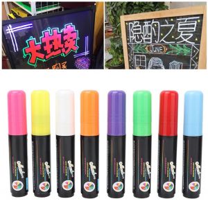 Stylo/marqueur a craie liquide fluorescent 8 couleurs pour vitres, tableau noir - Neuf