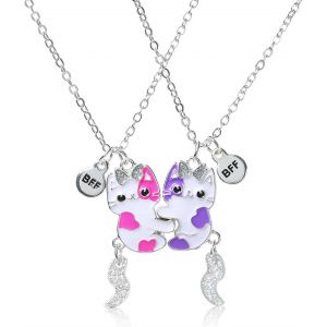 Kal-Collier D'amitié Pour 2 Fille, 2pcs Collier Bff Pour 2 Fille Magnétique Collier Meilleure Amie Meilleur Collier D'ami Collier Soeur Meilleur Ami Fille Graduation Anniversaire De Noël - Neuf