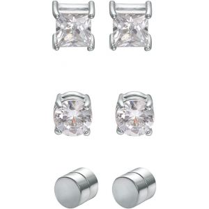 Kal-3 Paires Boucles D'oreilles Magn&eacute;tique En Acier Inoxydable Pour Femme Homme 8mm Zirconium Clips Non Perc&eacute;es Aimant Clou D'oreilles Rock Mariage Bijoux Clips Oreilles - Neuf