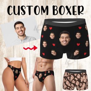 Cadeau Pour Hommes Boxers De Visage S Cadeau De Saint-Valentin Photo E Sous-Vêtements Design Boxer D'anniversaire Pour Petit Ami Mari -Thong-2-Xl - Neuf