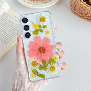 TRAHOO-Coque pour Samsung Galaxy S24 Plus, Mignon Transparente V&eacute;ritables Fleurs S&eacute;ch&eacute;es Esth&eacute;tique Coque, Housse &Eacute;tui Filles Ultra Mince Souple TPU Clair Floral Antichoc Luxe, Rose Fleur - Neuf