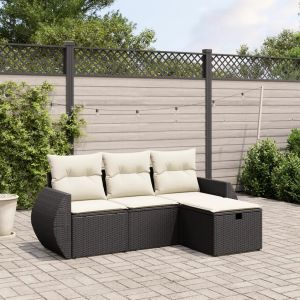 Prolenta Premium - Salon De Jardin 4 Pcs Avec Coussins Noir R&eacute;sine Tress&eacute;e - Neuf