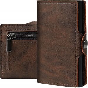 Portefeuilles Homme,Porte Cartes,Portefeuille Slim Pour Homme,Mini Wallet Avec Pince &Agrave; Billets,Portefeuille Avec Compartiment &Agrave; Monnaie-Brun - Neuf