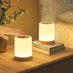 Lampe De Chevet Tactile Lot De 2, Lampe De Table Veilleuse &Agrave; Intensit&eacute; Variable, 256 Couleurs Rvb Et 3 Modes, Lampe De Table Rechargeable Usb Avec Fonction Minuterie, Lampe Chevet Sans Fil - Neuf
