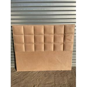 T&ecirc;te de lit beige en velours &agrave; carreaux - Neuf