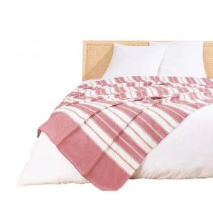 Couvre Lit - Abbysse - Jacquard - 180 X 220 Cm - Rose - Oeko-Tex&reg; - Neuf