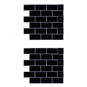 Lot de 2 stickers muraux mosa&iuml;que 3D auto-adh&eacute;sifs pour cuisine et salle de bain - Neuf