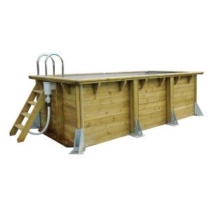 Piscine bois Azura 4,50 x 2,50 x 1,26 m - Liner beige - Ubbink - Neuf