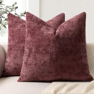 CAUC-Lot de 2 Housse Coussin de canap&eacute; 50x50 en Chenille Housse de Coussin Douces Cecoration de Maison Coussin Canape D&eacute;coratives de Luxe pour Canap&eacute;,lit et Salon - Neuf