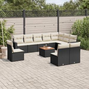 Prolenta Premium - Salon De Jardin 11 Pcs Avec Coussins Noir R&eacute;sine Tress&eacute;e - Neuf