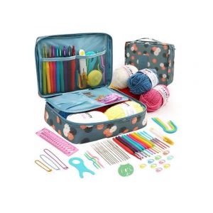 Kit De Crochet 58 Pi&egrave;ces Avec Sac De Rangement, Crochets, Fil Et Accessoires Pour D&eacute;butants Et Artisans - Neuf