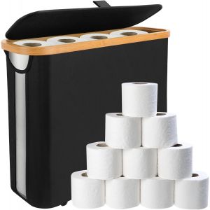 Rangement de papier toilette avec couvercle et fen&ecirc;tre lat&eacute;rale - Rangement pour papier toilette - Multifonctionnel - Pliable - Neuf