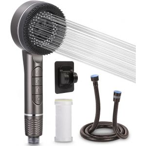 KAL-Pommeau Douche Anti Calcaire, 4 Modes Pommeau De Douche Economie Deau Avec 1 Filtre Remplacable, Pommeau De Douche Avec Tuyau 1,5M, Pomme De Douche, Pomme De Douche Anti Calcaire - Neuf
