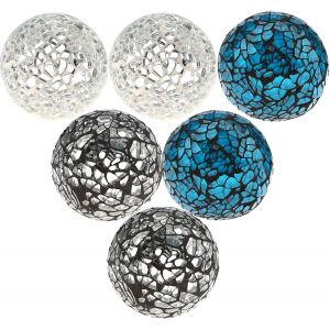 Sjzg-6pcs Boules De Verre En Mosaïque 6cm Rond Orbes Set Boules Vases Centre De Table Mariage Fête Décoratif - Neuf