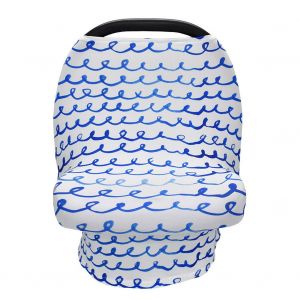 Housse D'allaitement 4 En 1, Housse De Poussette, Echarpe D'allaitement (Vague Bleue + Fines Bandes) - Neuf