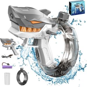 Kal-Pistolet À Eau Électrique Automatique Rechargeable 300 Cc, Grande Capacité Avec 26-32 Ft Longue Portée, Jouet Pour Requins, Plage, Piscine, Fête D'été - Neuf