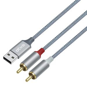 Câble audio RCA vers USB de 4 pieds type A vers 2 RCA mâle 2RCA Y Répartiteur en nylon tressé Interface blanc rouge - Neuf