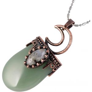 Kal-Lune Collier En Pierre De Cristal Triangulaire/Semi-Rond Pour Femme, Protection Pendentif En Pierre Precieuse Avec Cha&icirc;ne - Neuf