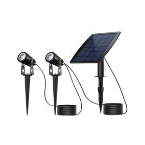 Lampe Solaire Double T&ecirc;te Pour Pelouse, &Eacute;tanche, Luminosit&eacute; R&eacute;glable, &Agrave; Planter Dans Le Jardin - Neuf