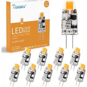 Kalanka-Ampoules Led G4,Ac/Dc 12v,100lm,Ampoule Led G4,1w Blanc Chaud,3000k Pas De Scintillement,Remplace Les Ampoules Halog&egrave;nes 10w,Angle D'&eacute;clairage De 360&deg;,Pas De Variateur,Pack De 10 - Neuf