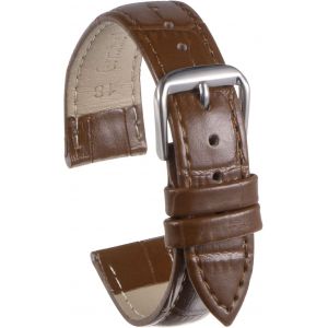 Kal-Bracelet De Montre Cuir 16mm Relief Motif Peau Vache Avec Ressort Barres Pour Homme Femme, Brun - Neuf