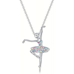 Kal-Collier Avec Pendentif En Forme De Ballerine Tutu, Collier Pendentif Danseuse Ballet Filles Zircon Charme Surprise Danse Ballerine Cadeau De Bijoux Pour Femmes De Grâces Cadeau - Neuf