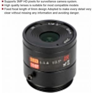 6mm 3MP CCTV Camera Lens,F1.4 Professional CS Mount 1/2.5"" Fixed Focus Security Camera Lens for Security Surveillance Camera - Neuf