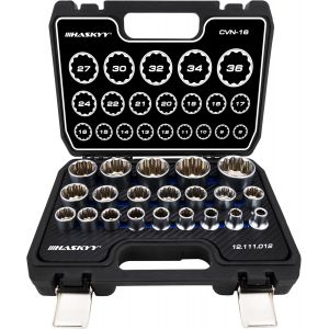 JEXNOVASHOP-21PCS I 8-36 I Ensemble Jeu de douilles multiple I Tournevis 12 pans embouts de cle a douille 1/2" I acier CRV - Neuf